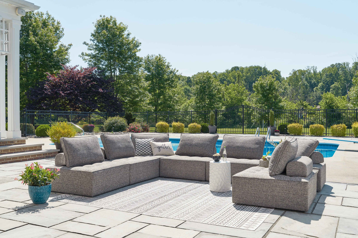 Bree Zee 8-Piece Outdoor Sectional with Lounge Chair in Brown by Ashley at Eve Furniture