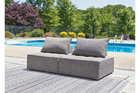 Bree Zee Brown 2-Piece Modular Outdoor Loveseat by Ashley at Eve Furniture