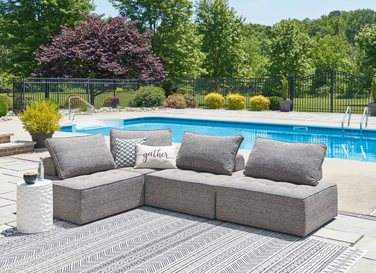 Bree Zee Brown 4-Piece Outdoor Sectional with End Table by Ashley at Eve Furniture