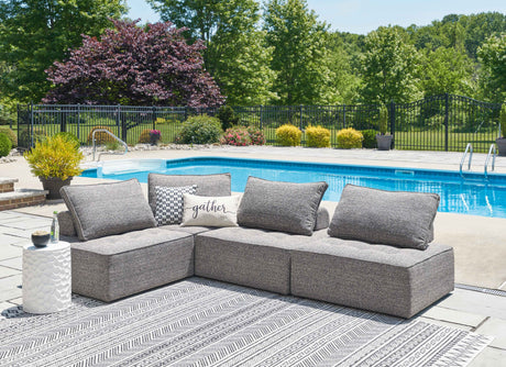 Bree Zee Brown 4-Piece Outdoor Sectional with End Table by Ashley at Eve Furniture