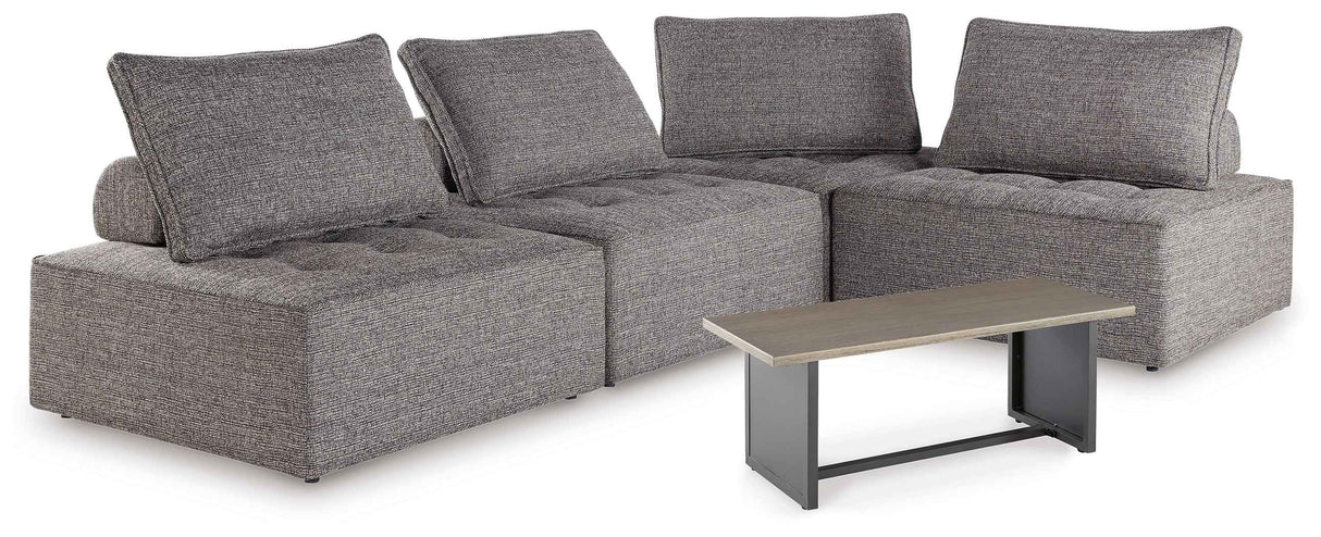 Bree Zee Brown 4-Piece Outdoor Sectional with End Table by Ashley at Eve Furniture