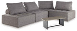 Bree Zee Brown 4-Piece Outdoor Sectional with End Table by Ashley at Eve Furniture