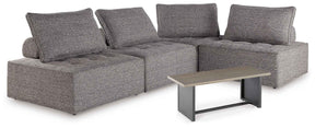 Bree Zee Brown 4-Piece Outdoor Sectional with End Table by Ashley at Eve Furniture