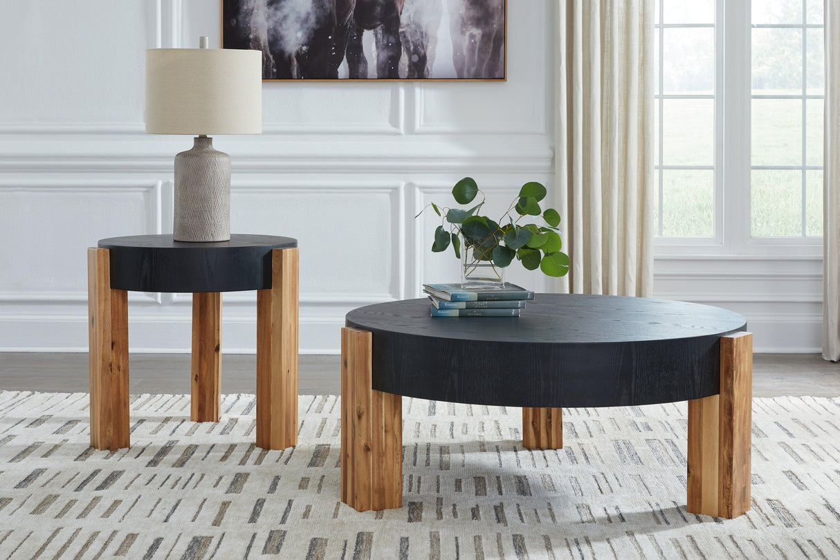 Breenmore Black/Natural Table by Ashley at Eve Furniture