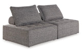 Bree Zee Brown 2-Piece Modular Outdoor Loveseat by Ashley at Eve Furniture