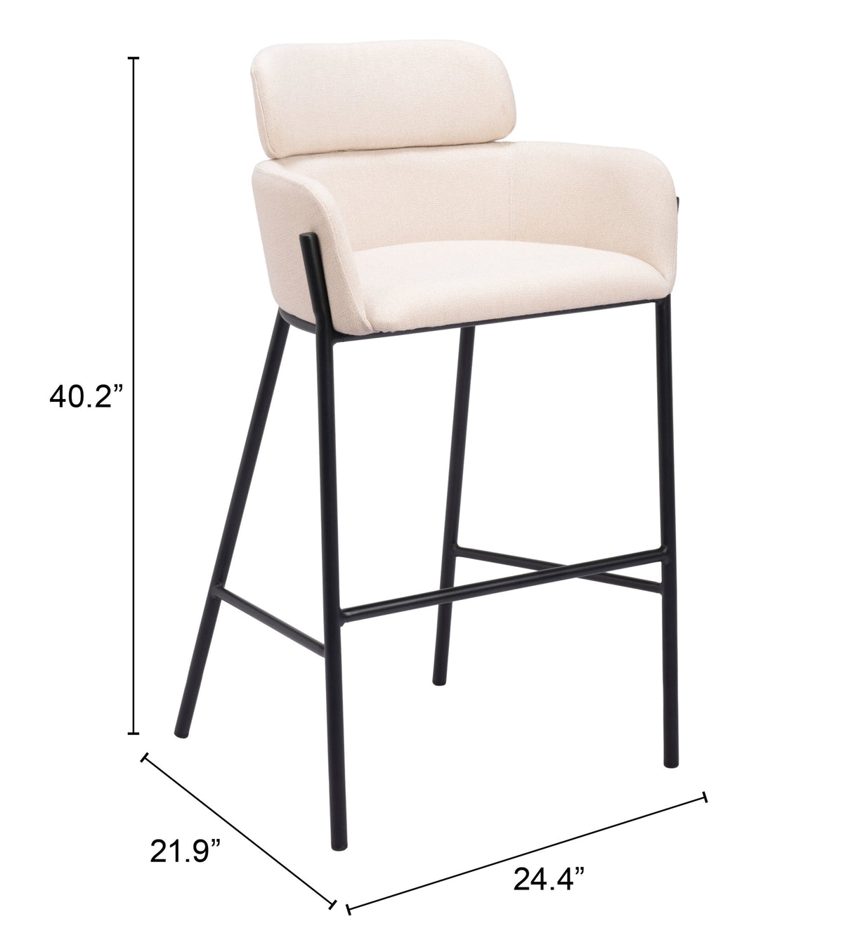 Bremor Beige Barstool by Zuomod at Eve Furniture