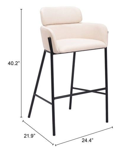 Bremor Beige Barstool by Zuomod at Eve Furniture
