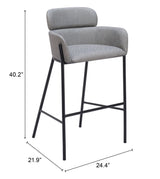 Bremor Slate Gray Barstool by Zuomod at Eve Furniture