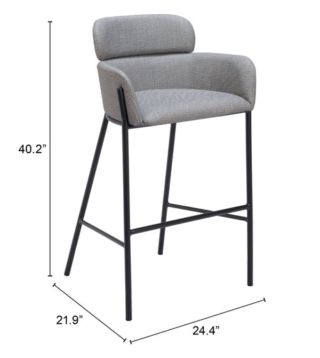 Bremor Slate Gray Barstool by Zuomod at Eve Furniture