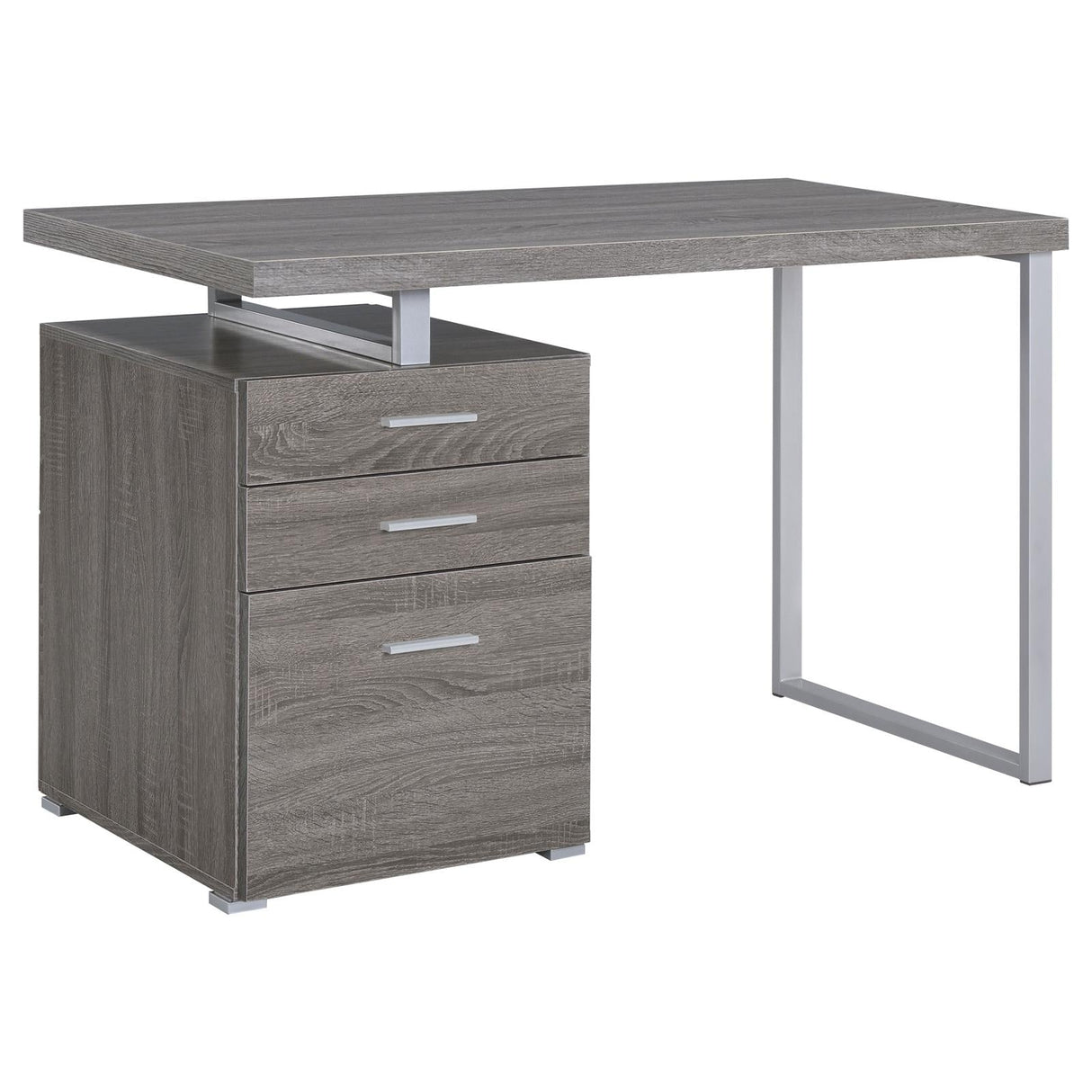 Brennan Weathered Gray 3-Drawer Office Desk