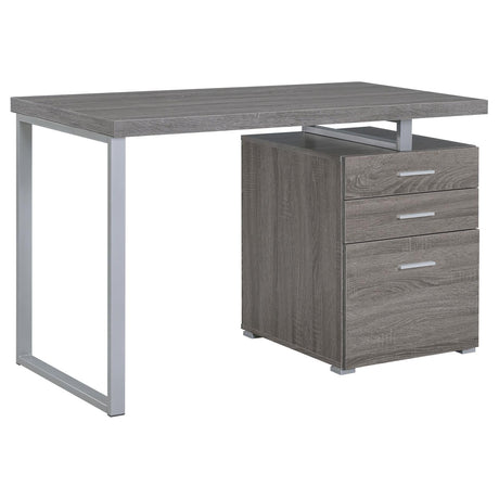 Brennan Weathered Gray 3-Drawer Office Desk