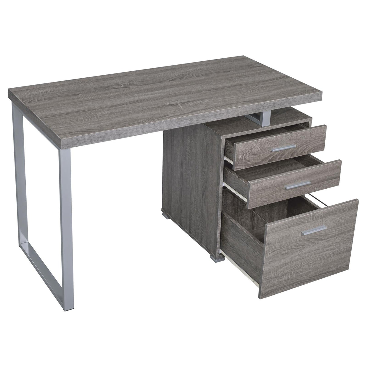 Brennan Weathered Gray 3-Drawer Office Desk