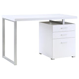 Brennan White 3-Drawer Office Desk