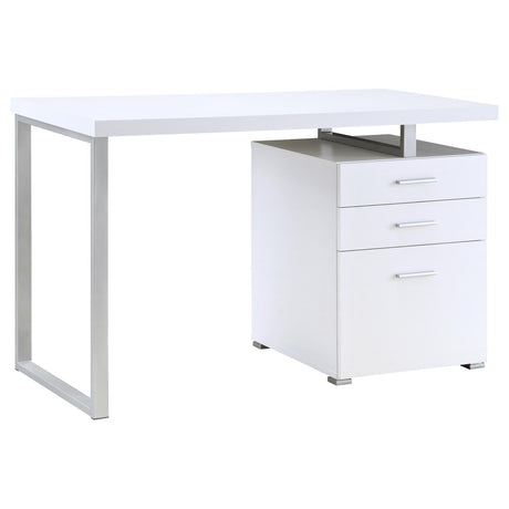 Brennan White 3-Drawer Office Desk