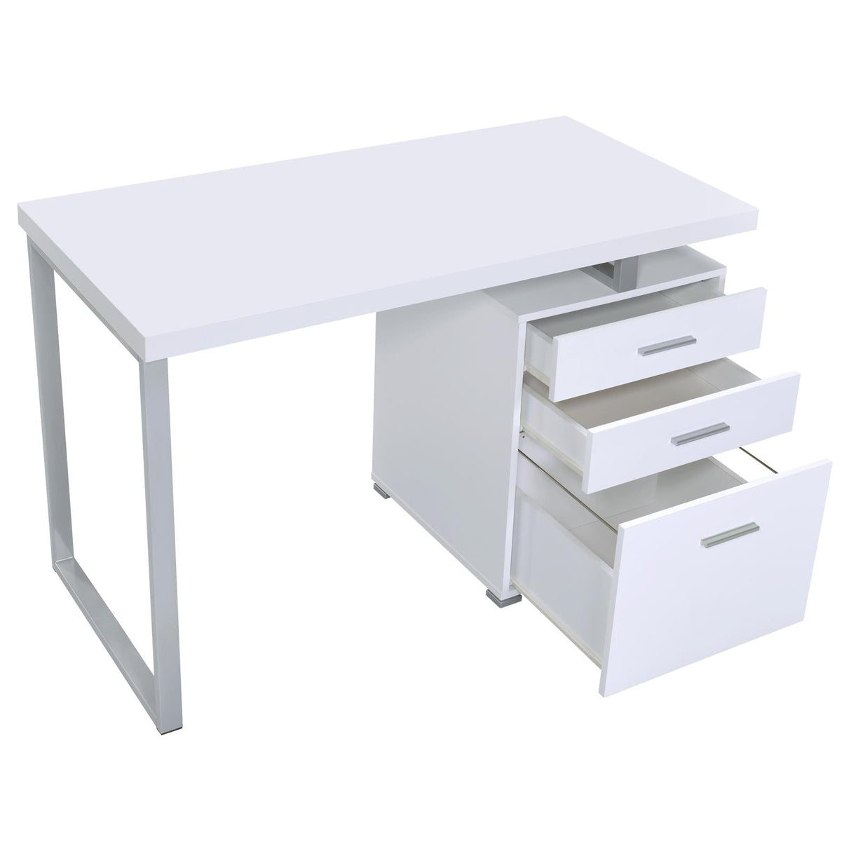 Brennan White 3-Drawer Office Desk