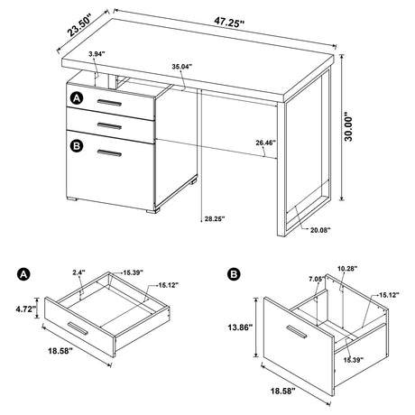 Brennan Mango 47-inch 3-drawer Office Computer Desk by Coaster at Eve Furniture