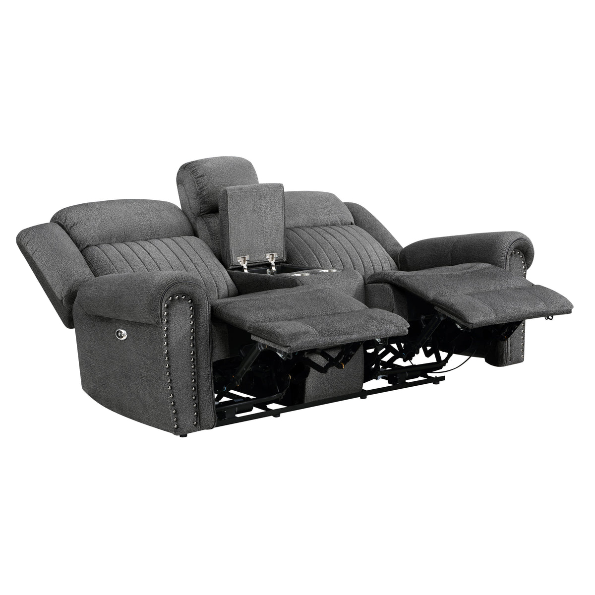 Brennen Charcoal 2-Piece Power Double Reclining Set by Homelegance at Eve Furniture