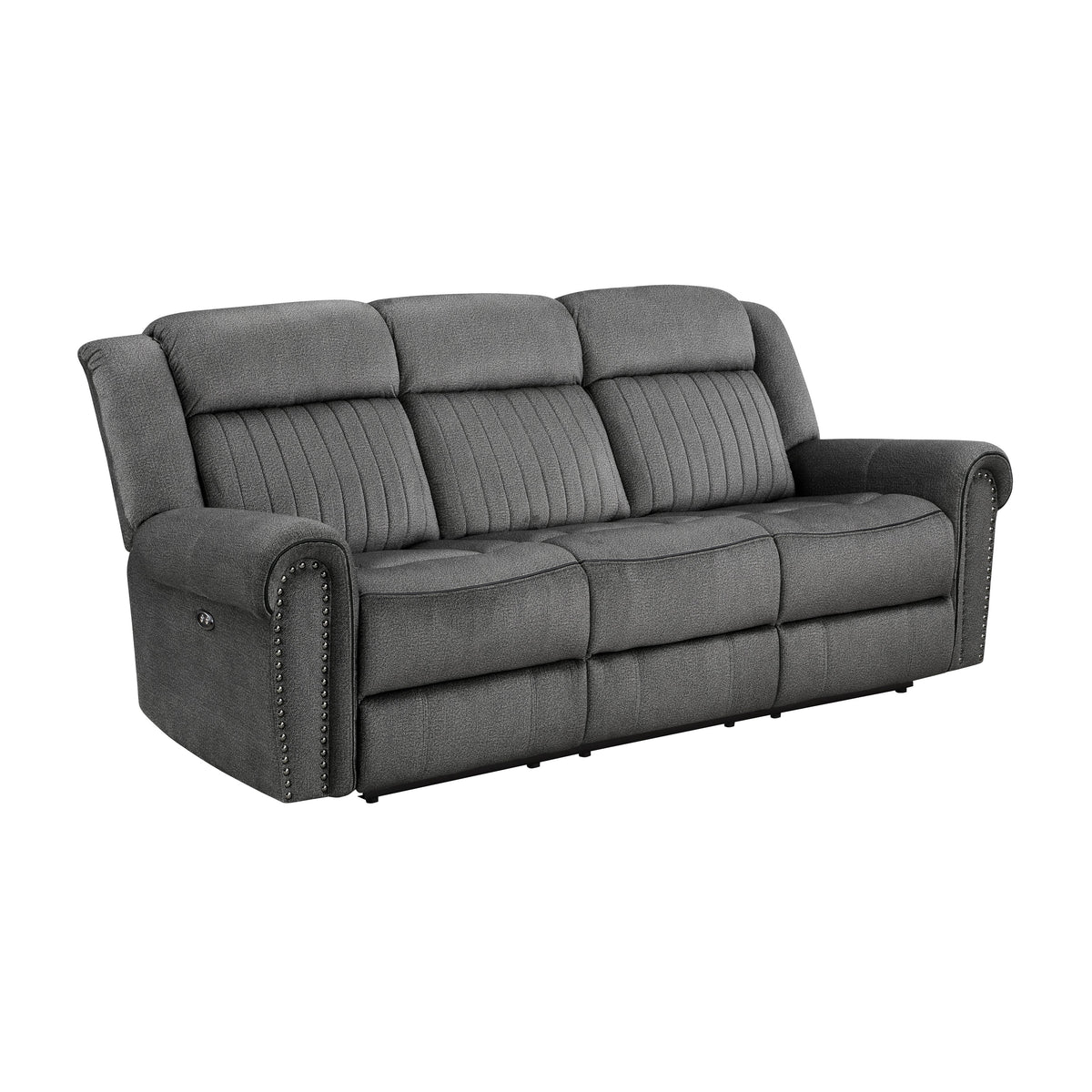 Brennen Charcoal 2-Piece Power Double Reclining Set by Homelegance at Eve Furniture