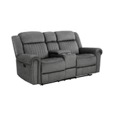 Brennen Charcoal Double Reclining Loveseat with Center Console by Homelegance at Eve Furniture