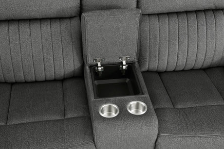 Brennen Charcoal Double Reclining Loveseat with Center Console by Homelegance at Eve Furniture