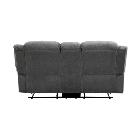 Brennen Charcoal Double Reclining Loveseat with Center Console by Homelegance at Eve Furniture