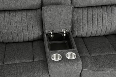 Brennen Charcoal Double Reclining Loveseat with Center Console by Homelegance at Eve Furniture