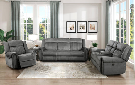 Brennen Charcoal Double Reclining Loveseat with Center Console by Homelegance at Eve Furniture