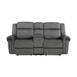 Brennen Charcoal Double Reclining Loveseat with Center Console by Homelegance at Eve Furniture