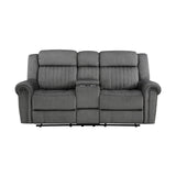 Brennen Charcoal Double Reclining Loveseat with Center Console by Homelegance at Eve Furniture