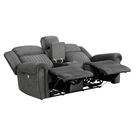 Brennen Charcoal Power Double Reclining Loveseat by Homelegance at Eve Furniture