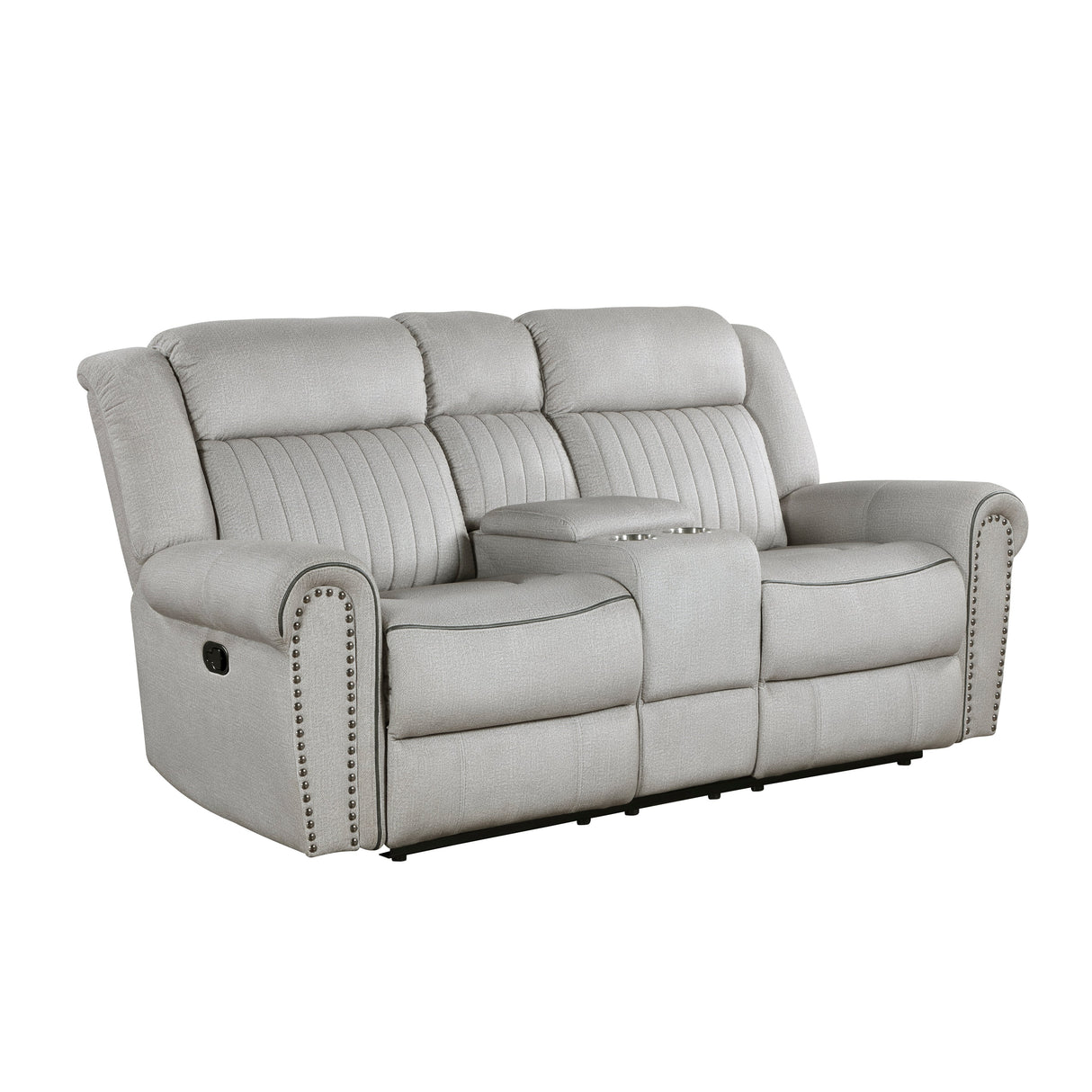 Brennen Mist Double Reclining Loveseat with Center Console by Homelegance at Eve Furniture