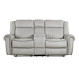 Brennen Mist Double Reclining Loveseat with Center Console by Homelegance at Eve Furniture