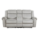 Brennen Mist Double Reclining Loveseat with Center Console by Homelegance at Eve Furniture
