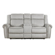 Brennen Mist Power Double Reclining Loveseat with Center Console by Homelegance at Eve Furniture