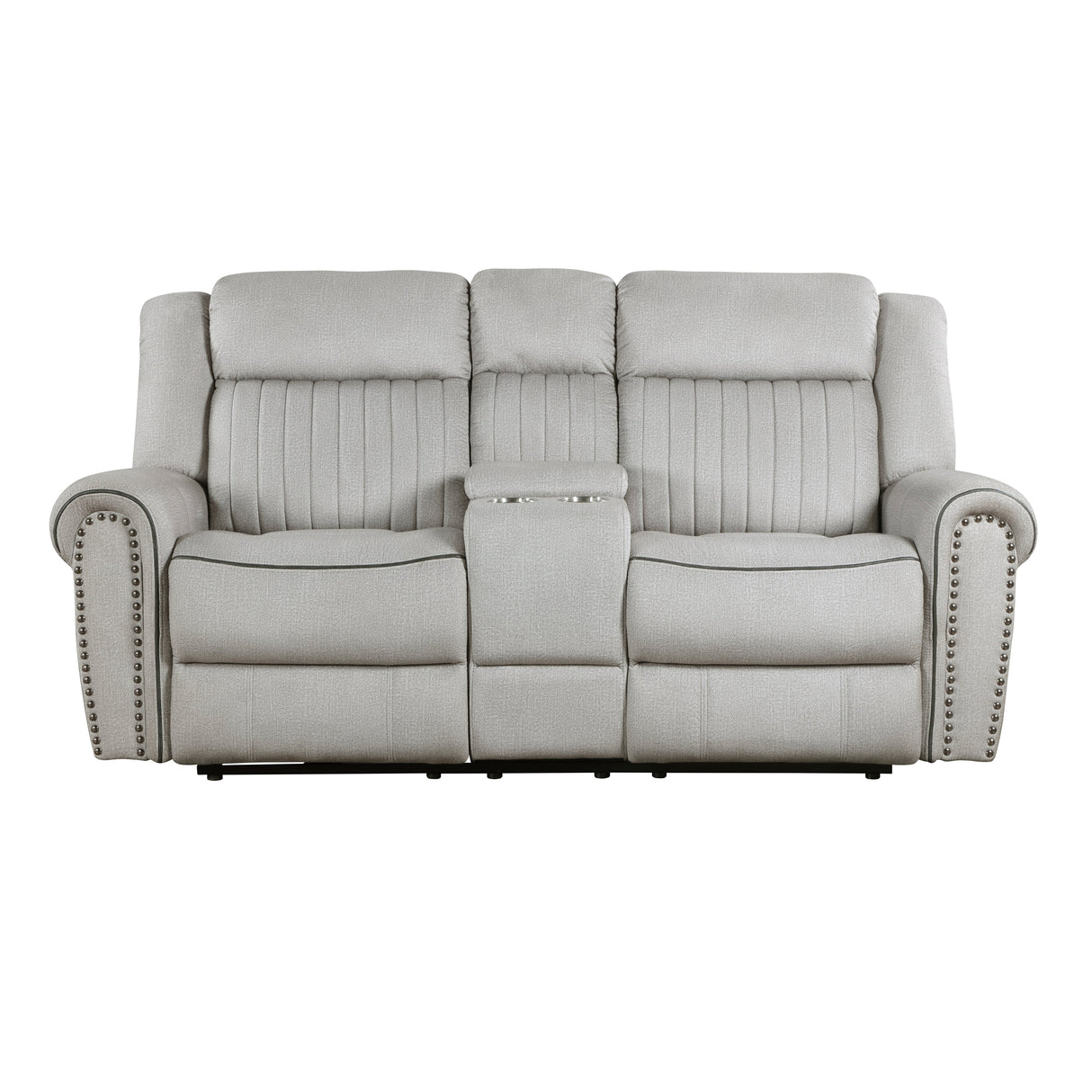 Brennen Mist Power Double Reclining Loveseat with Center Console by Homelegance at Eve Furniture