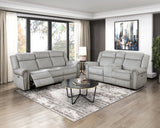 Brennen Mist Power Double Reclining Loveseat with Center Console by Homelegance at Eve Furniture