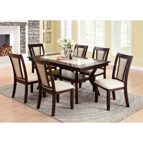 Brent Dark Cherry/Ivory 7-Piece Dining Room Set by Furniture of America at Eve Furniture