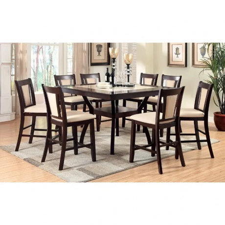 Brent Dark Cherry/Ivory 7-Piece Counter Height Table Set by Furniture of America at Eve Furniture