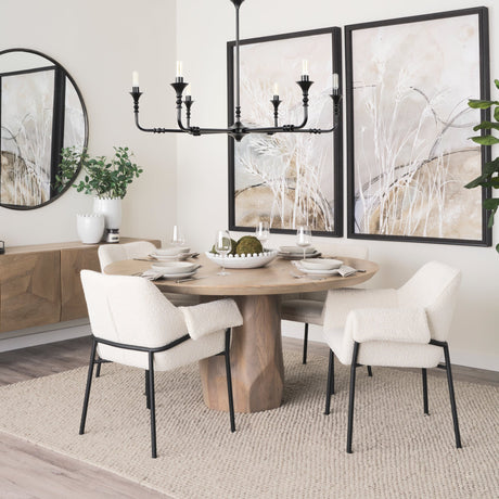Brently Dining Chair w/ Cream Boucle Fabric & Matte Black Metal Legs, Set of 2 by Mercana at Eve Furniture
