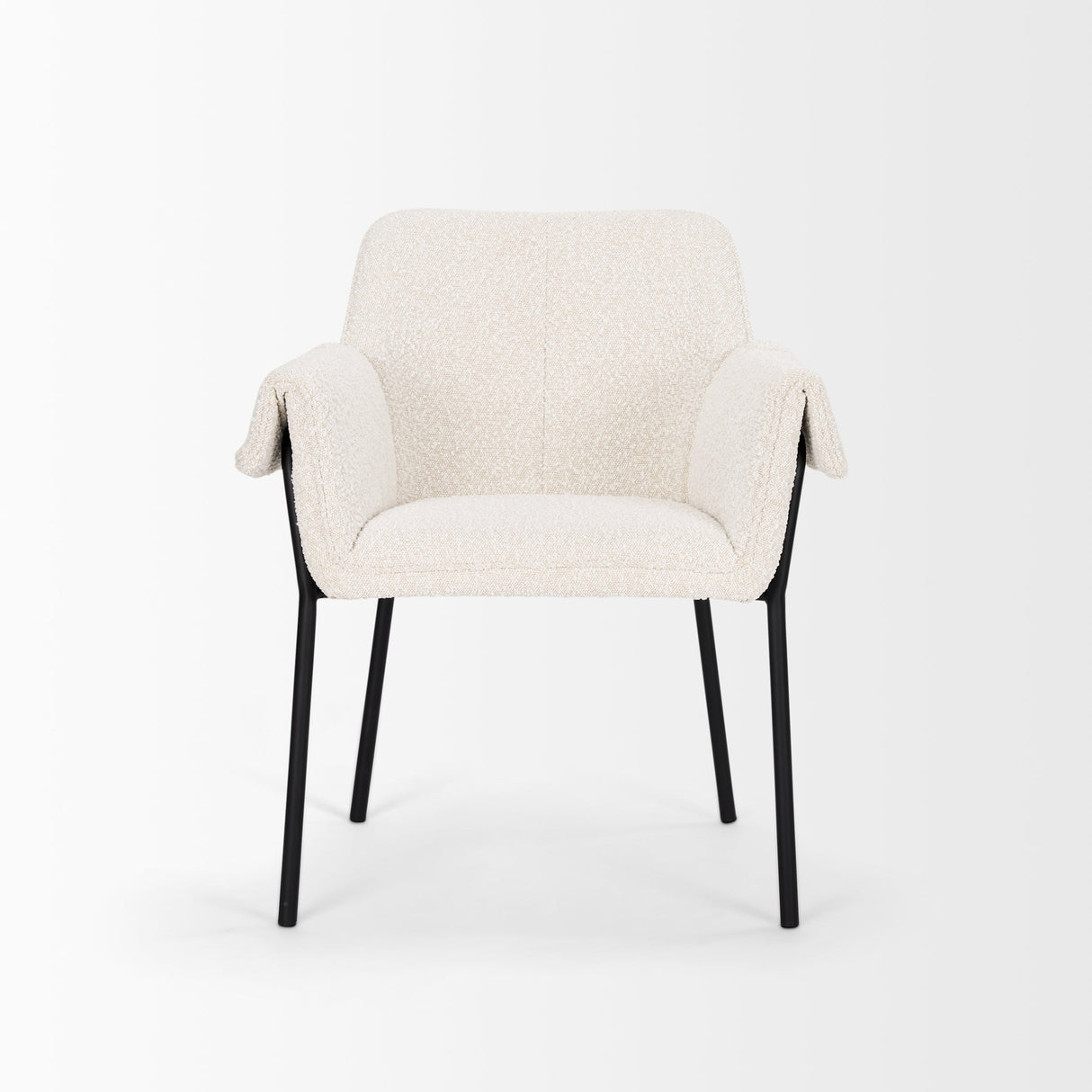 Brently Dining Chair w/ Cream Boucle Fabric & Matte Black Metal Legs, Set of 2 by Mercana at Eve Furniture