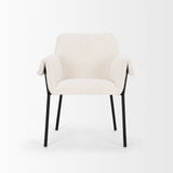 Brently Dining Chair w/ Cream Boucle Fabric & Matte Black Metal Legs, Set of 2 by Mercana at Eve Furniture