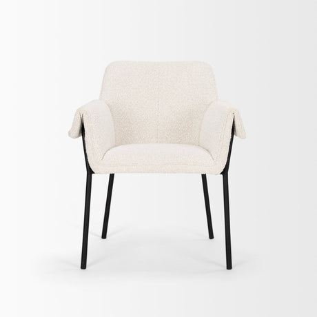 Brently Dining Chair w/ Cream Boucle Fabric & Matte Black Metal Legs, Set of 2 by Mercana at Eve Furniture