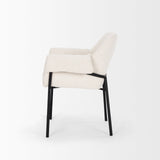 Brently Dining Chair w/ Cream Boucle Fabric & Matte Black Metal Legs, Set of 2 by Mercana at Eve Furniture