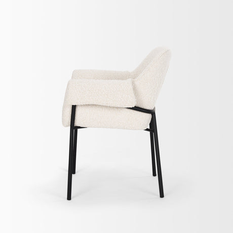 Brently Dining Chair w/ Cream Boucle Fabric & Matte Black Metal Legs, Set of 2 by Mercana at Eve Furniture