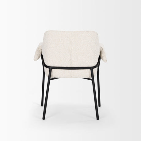 Brently Dining Chair w/ Cream Boucle Fabric & Matte Black Metal Legs, Set of 2 by Mercana at Eve Furniture