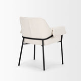 Brently Dining Chair w/ Cream Boucle Fabric & Matte Black Metal Legs, Set of 2 by Mercana at Eve Furniture