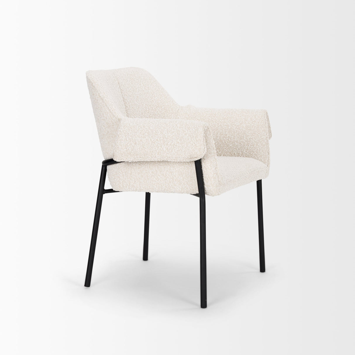 Brently Dining Chair w/ Cream Boucle Fabric & Matte Black Metal Legs, Set of 2 by Mercana at Eve Furniture