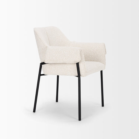 Brently Dining Chair w/ Cream Boucle Fabric & Matte Black Metal Legs, Set of 2 by Mercana at Eve Furniture