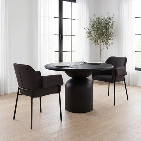 Brently Dining Chair w/ Gray Fabric & Matte Black Metal Legs, Set of 2 by Mercana at Eve Furniture