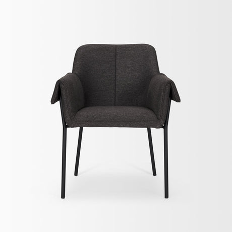 Brently Dining Chair w/ Gray Fabric & Matte Black Metal Legs, Set of 2 by Mercana at Eve Furniture